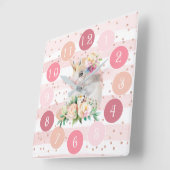 Cute roze klok met Waterverf Baby Unicorn (Hoek)