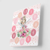 Cute roze klok met Waterverf Little Ballerina  (Hoek)