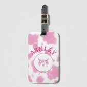 Cute roze Koe Afdrukken Westerne Rodeo Aangepast Bagagelabel (Voorkant (verticaal))