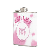 Cute roze Koe Afdrukken Westerne Rodeo Aangepast Heupfles (Links)