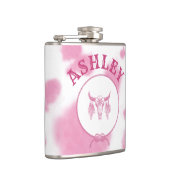 Cute roze Koe Afdrukken Westerne Rodeo Aangepast Heupfles (Rechts)