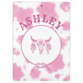 Cute roze Koe Afdrukken Westerne Rodeo Aangepast Klembord (Achterkant)