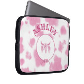 Cute roze Koe Afdrukken Westerne Rodeo Aangepast Laptop Sleeve (Voorkant Rechts)