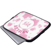 Cute roze Koe Afdrukken Westerne Rodeo Aangepast Laptop Sleeve (Voorkant onderkant)