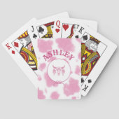 Cute roze Koe Afdrukken Westerne Rodeo Aangepast Pokerkaarten (Achterkant)