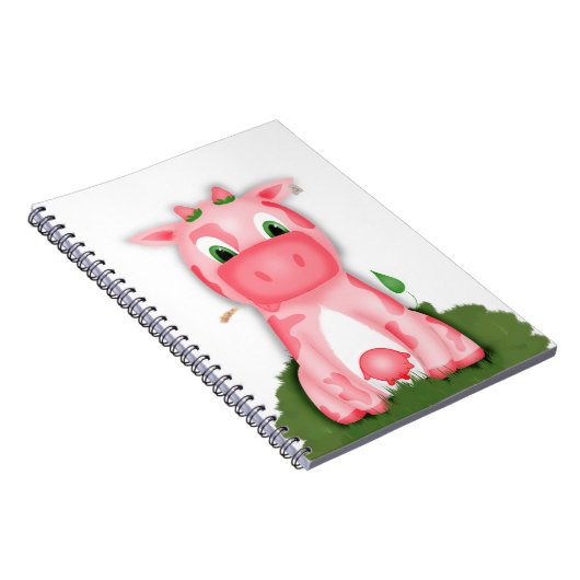 Cute roze koe notebook notitieboek (Rechterzijde)