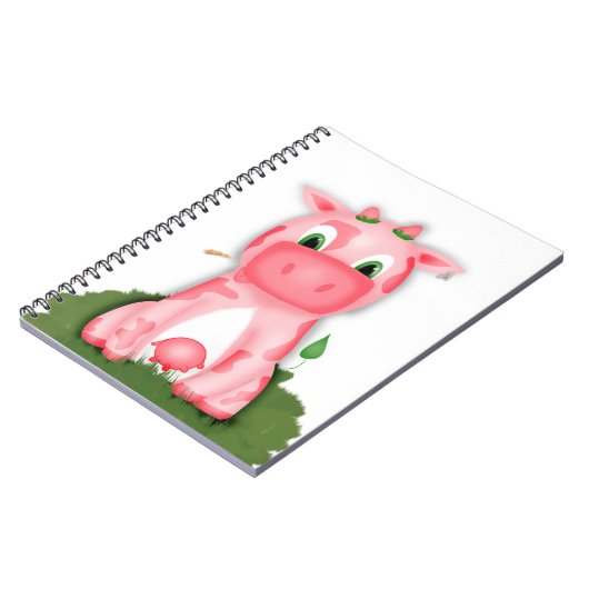 Cute roze koe notebook notitieboek (Linkerzijde)