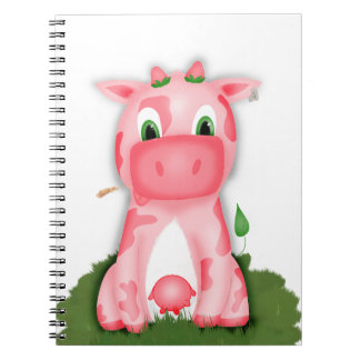 Cute roze koe notebook notitieboek