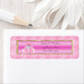 Cute Roze Konijn Baby Shower Etiket (Insitu)