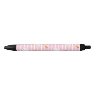 Cute roze konijn en wortelpatroon zwarte inkt pen