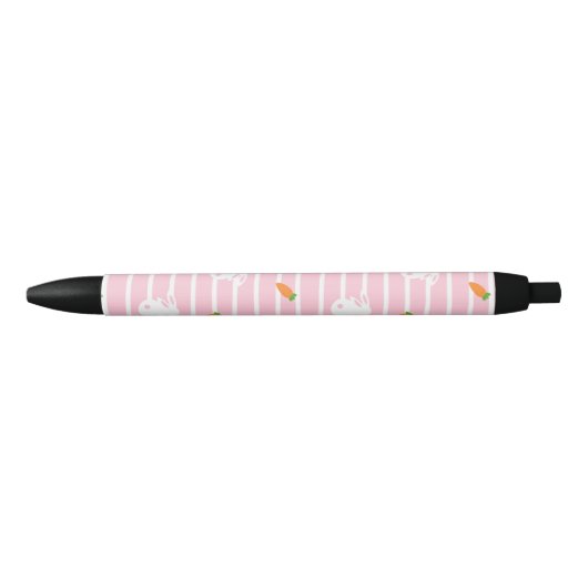 Cute roze konijn en wortelpatroon zwarte inkt pen (Voorkant)