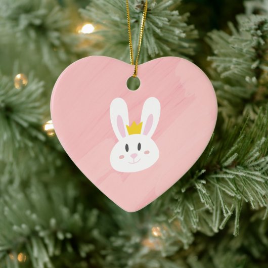 Cute Roze Konijn Hart Ornament (Boom)