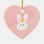Cute Roze Konijn Hart Ornament (Voorkant)