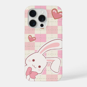 Cute Roze Konijn Hoesje Kawaii Rabbit Hart P iPhone 15 Pro Case