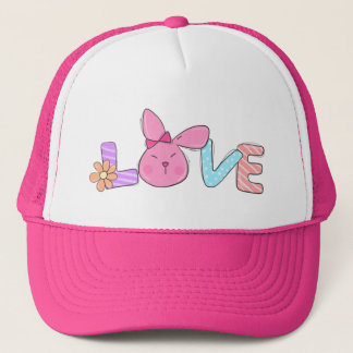 Cute Roze Konijn LOVE Trucker Hoed Pet