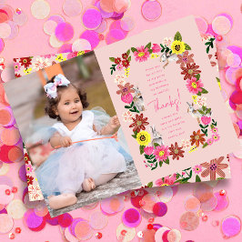 Cute Roze Konijn Meisje Verjaardagsfeestje Bedankkaart