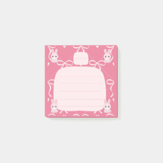 Cute Roze Konijn Memo Pad Lint Boogjes Notitieblok Post-it® Notes