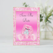 Cute Roze Konijn Save The Date Baby Shower (Staand voorkant)