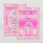 Cute Roze Konijn Save The Date Baby Shower (Voorkant / Achterkant)