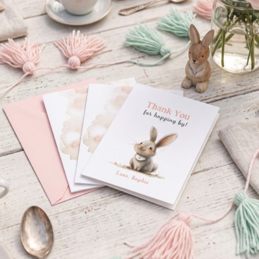 Cute Roze Konijn Verjaardag Bedankt Kaarten