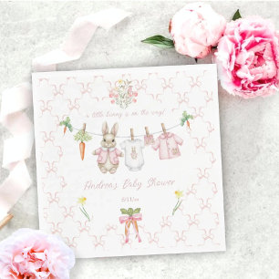 Cute Roze Konijnenmeisjes Waslijn Baby Shower Servet