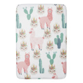 Cute Roze Lama's en Groene Cactus Badmat (Voorkant Verticaal)