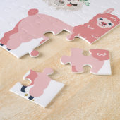 Cute Roze Lama's en Groene Cactus Legpuzzel (Zijkant)