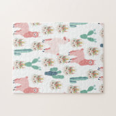 Cute Roze Lama's en Groene Cactus Legpuzzel (Horizontaal)