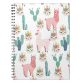 Cute Roze Lama's en Groene Cactus Notitieboek (Voorkant)