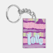 Cute Roze Liefde Acrylsleutelhanger Sleutelhanger (Voorkant Links)