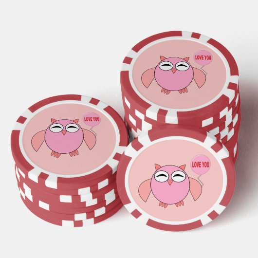 Cute roze liefde je baart poker chips (Opstapeling)