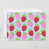 Cute roze Light Blue Strawberry Fruit Custom Name Notitiekaartje (Achterkant)