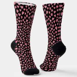 Cute roze Love Heart Black patroon Sokken