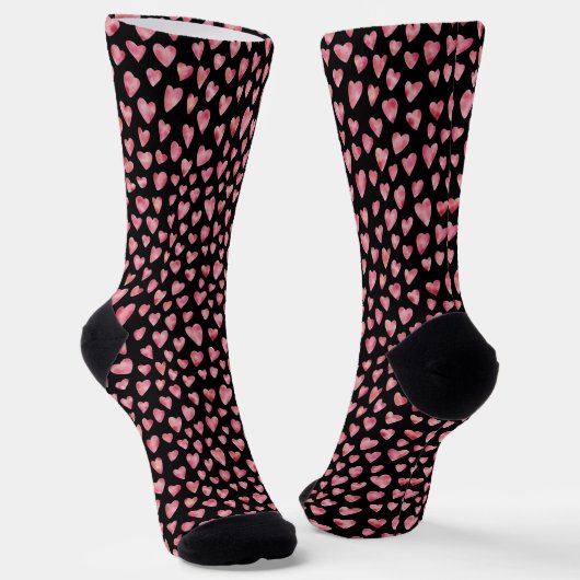 Cute roze Love Heart Black patroon Sokken (Gebogen)