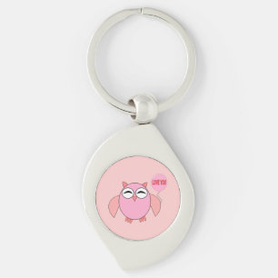 Cute roze Love You Owl Sleutelhanger