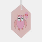 Cute Roze Love You Uil Glas Ornament (Voorkant Rechts)