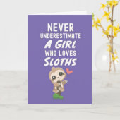 Cute Roze Luiaard Kaarten Voor Baby Meisjes Dieren (Gele Bloem)