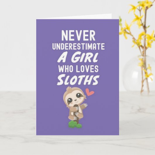 Cute Roze Luiaard Kaarten Voor Baby Meisjes Dieren (Gele Bloem)