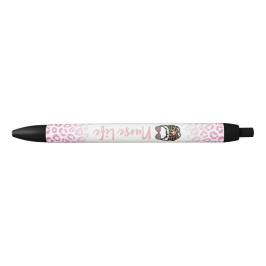 Cute roze luipaard zwarte inkt pen (Voorkant)
