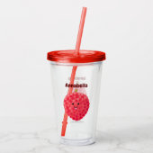 Cute roze lychee cartoon afbeelding acryl drinkbeker (Achterkant)