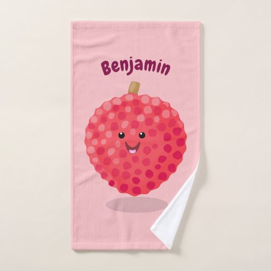 Cute roze lychee cartoon afbeelding bad handdoek (Handdoek)