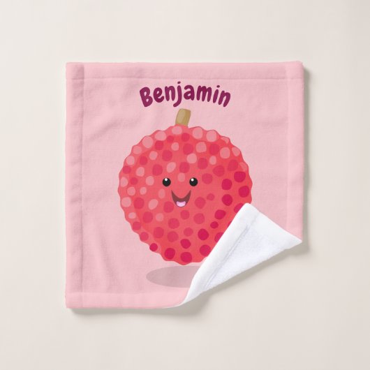 Cute roze lychee cartoon afbeelding bad handdoek (Wasdoekje)