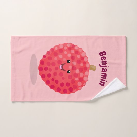Cute roze lychee cartoon afbeelding bad handdoek (Handdoek)