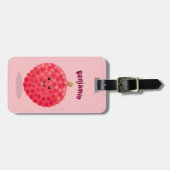 Cute roze lychee cartoon afbeelding bagagelabel (Voorkant horizontaal)
