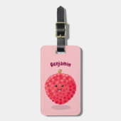 Cute roze lychee cartoon afbeelding bagagelabel (Voorkant verticaal)
