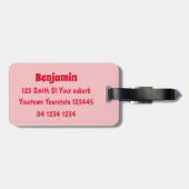 Cute roze lychee cartoon afbeelding bagagelabel (Achterkant horizontaal)