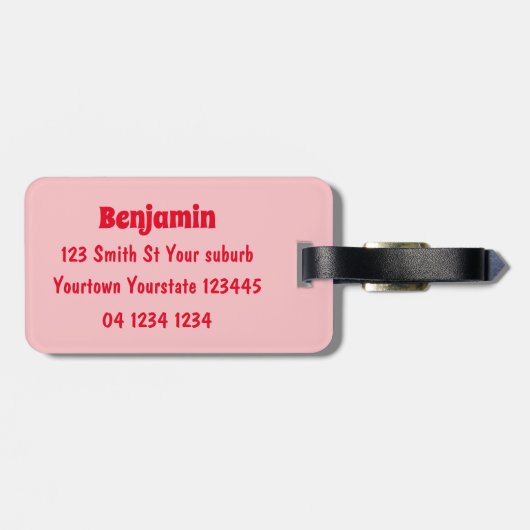 Cute roze lychee cartoon afbeelding bagagelabel (Achterkant horizontaal)