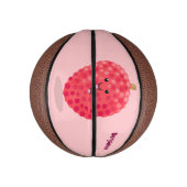 Cute roze lychee cartoon afbeelding basketbal (Verticaal)