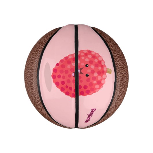 Cute roze lychee cartoon afbeelding basketbal (Verticaal)