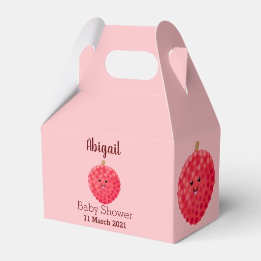 Cute roze lychee cartoon afbeelding bedankdoosjes (Voorkant Zijde)